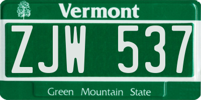VT license plate ZJW537