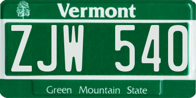 VT license plate ZJW540