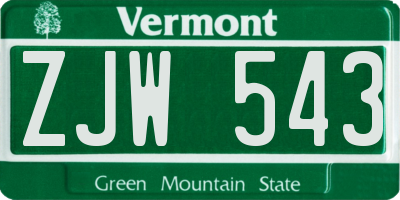 VT license plate ZJW543