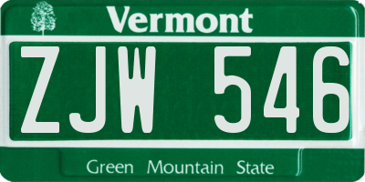 VT license plate ZJW546