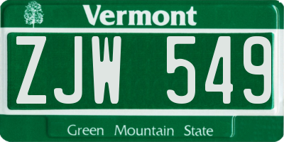 VT license plate ZJW549