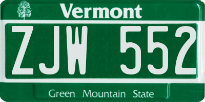 VT license plate ZJW552