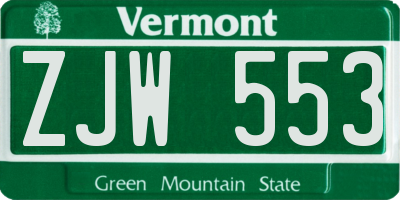 VT license plate ZJW553