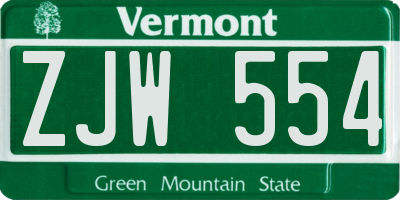VT license plate ZJW554