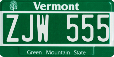 VT license plate ZJW555