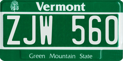 VT license plate ZJW560