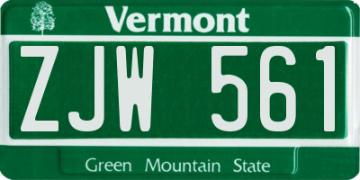 VT license plate ZJW561