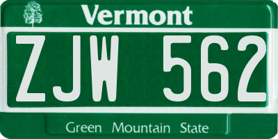 VT license plate ZJW562