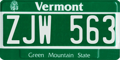 VT license plate ZJW563