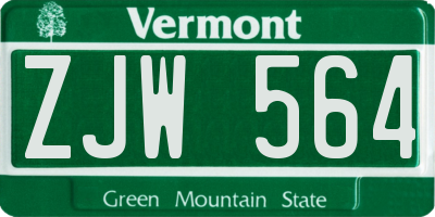 VT license plate ZJW564