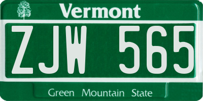 VT license plate ZJW565