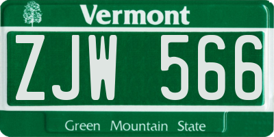 VT license plate ZJW566
