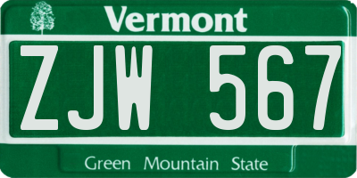 VT license plate ZJW567