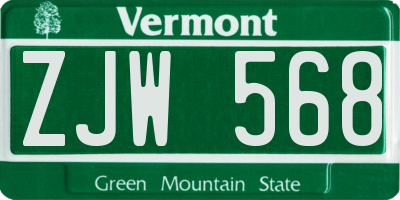 VT license plate ZJW568
