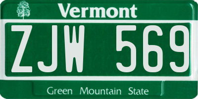 VT license plate ZJW569