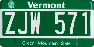 VT license plate ZJW571
