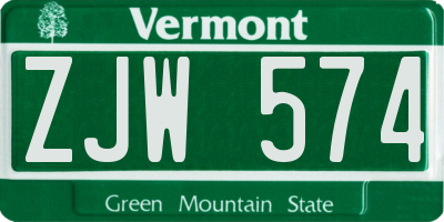 VT license plate ZJW574