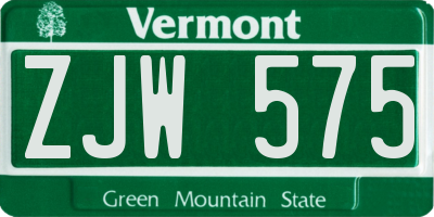 VT license plate ZJW575