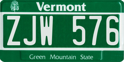 VT license plate ZJW576