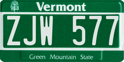 VT license plate ZJW577