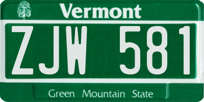 VT license plate ZJW581