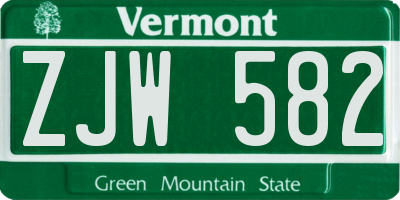 VT license plate ZJW582