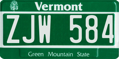 VT license plate ZJW584