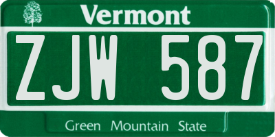 VT license plate ZJW587