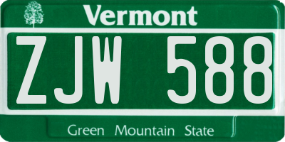 VT license plate ZJW588
