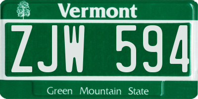 VT license plate ZJW594