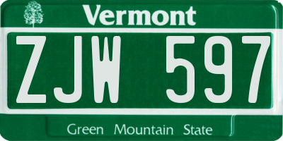 VT license plate ZJW597