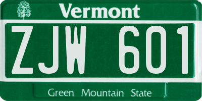 VT license plate ZJW601
