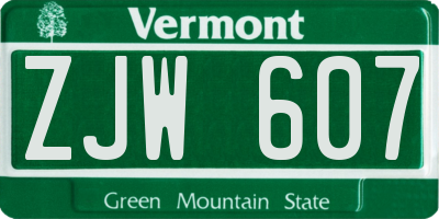 VT license plate ZJW607