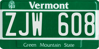 VT license plate ZJW608