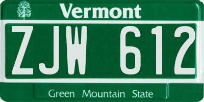 VT license plate ZJW612