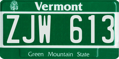 VT license plate ZJW613
