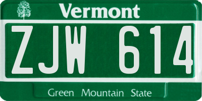 VT license plate ZJW614