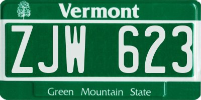 VT license plate ZJW623