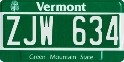 VT license plate ZJW634