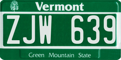 VT license plate ZJW639