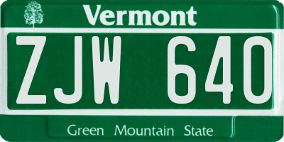 VT license plate ZJW640
