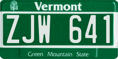 VT license plate ZJW641