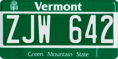 VT license plate ZJW642