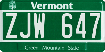 VT license plate ZJW647