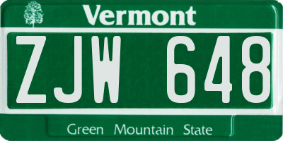 VT license plate ZJW648