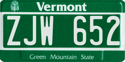 VT license plate ZJW652