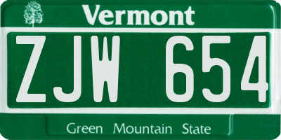 VT license plate ZJW654