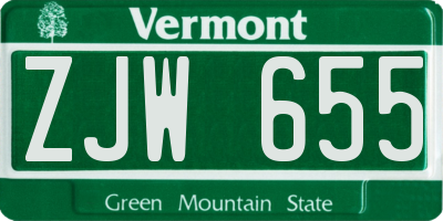 VT license plate ZJW655
