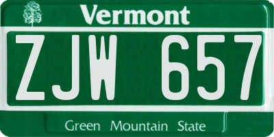 VT license plate ZJW657