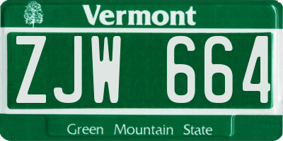 VT license plate ZJW664